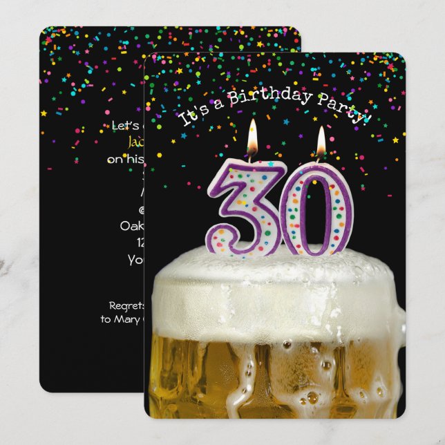 Invitación 30.ª Fiesta de Cervezas de Cumpleaños (Anverso / Reverso)