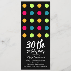 Invitación 30.ª Fiesta de cumpleaños Candy Polka Dot