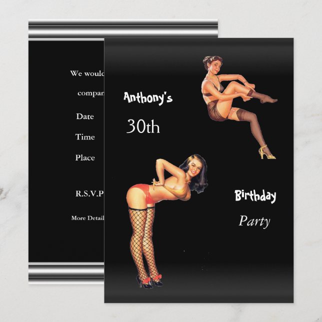 Invitación 30.ª Fiesta de cumpleaños Chicas de los Pin-up (Anverso / Reverso)