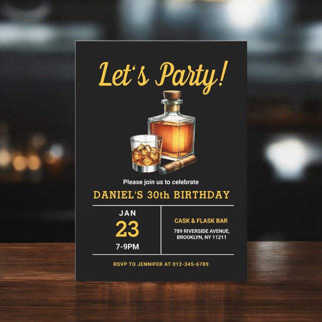 Invitación 30.ª fiesta de cumpleaños de Whiskey Cigar Bourbon (Subido por el creador)