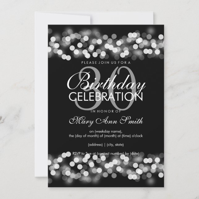 Invitación 30.ª Fiesta de cumpleaños Faux Silver Hollywood Gl (Anverso)