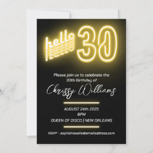 Invitación 30.ª Fiesta de cumpleaños Neon