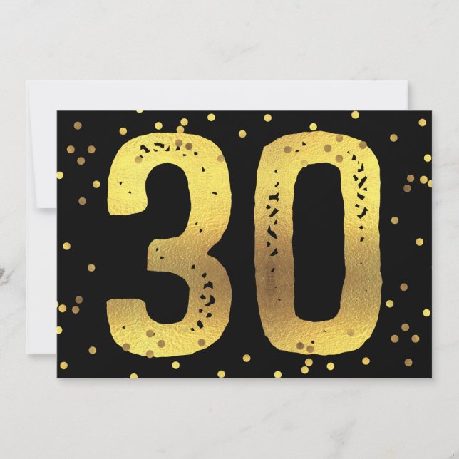 Invitación 30.ª Fiesta de cumpleaños Relieve metalizado dorad (Anverso)