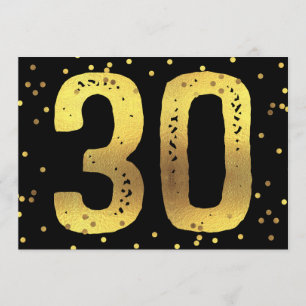 Invitación 30.ª Fiesta de cumpleaños Relieve metalizado dorad