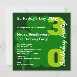 Invitación 30.ª fiesta de cumpleaños ST PATRICK Shamrock A01