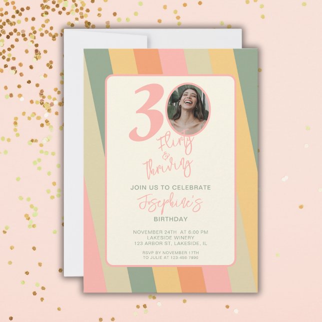 Invitación 30.ª Flirty Thriving Boho Pink Photo (Subido por el creador)
