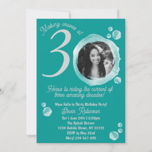 Invitación 30.ª foto de la fiesta de cumpleaños de las burbuj