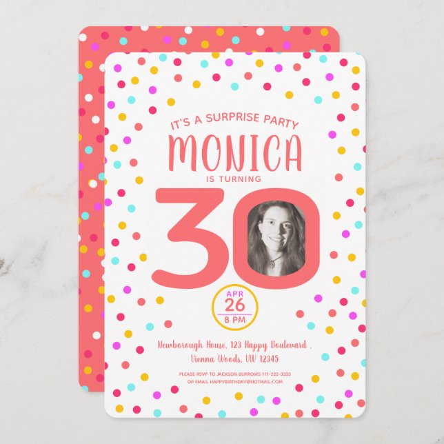 Invitación 30.ª foto personalizado viviendo el cumpleaños del (Anverso / Reverso)