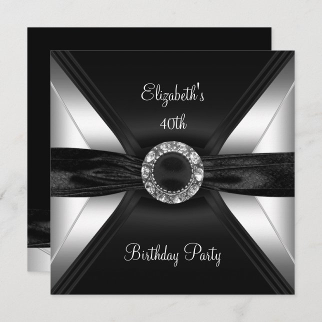 Invitación 30.ª imagen del diamante de cumpleaños Plata blanc (Anverso / Reverso)