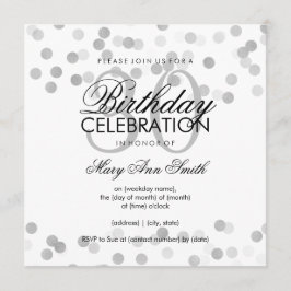 Invitación 30.ª luz de Purpurina Relieve metalizado plateado