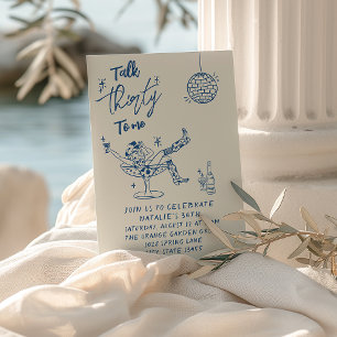 Invitación 30.ª Mano Azul dibujó mozo de gallina de la costa 