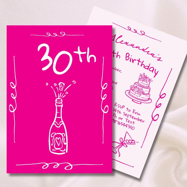 Invitación 30.ª Mano de Cumpleaños dibujada en rosa caprichos (Subido por el creador)