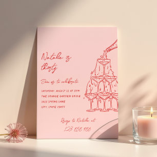 Invitación 30.ª Mano De La Torre De Champagne Treinta Cumplea