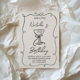 Invitación 30.ª Mano Derramada Martini Black & White Bow Cump