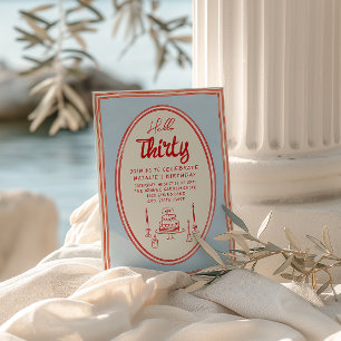 Invitación 30.ª Mano Escrita Tartas Quirky Fun Cumpleaños