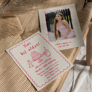 Invitación 30.ª Mano Rosa Dibuja Foto de cumpleaños de pastel