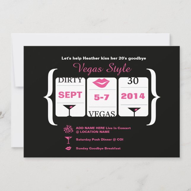 Invitación 30.ª Máquina De Ranura De Cumpleaños (Anverso)