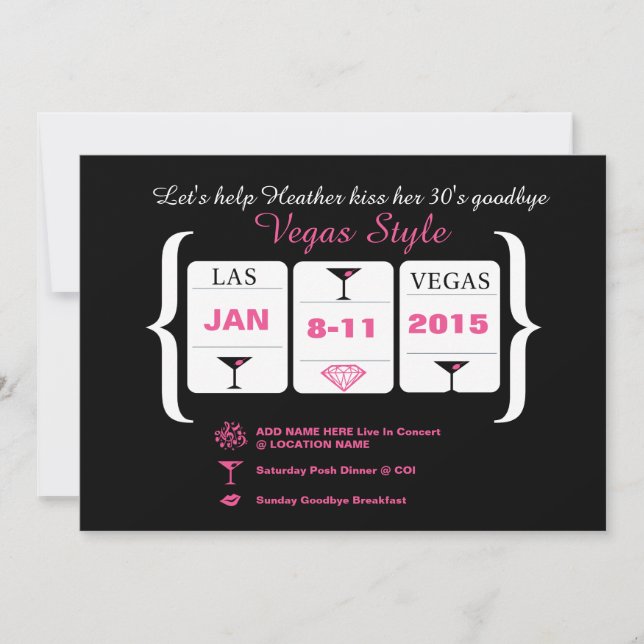 Invitación 30.ª Máquina De Ranura De Cumpleaños (Anverso)