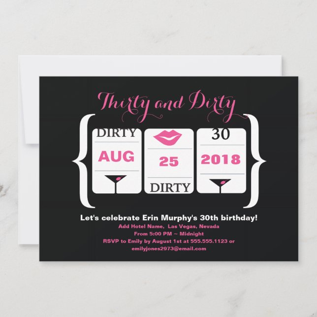 Invitación 30.ª Máquina De Ranura De Cumpleaños (Anverso)