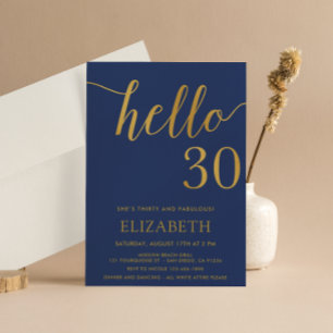 Invitación 30.ª marina y oro Hola 30