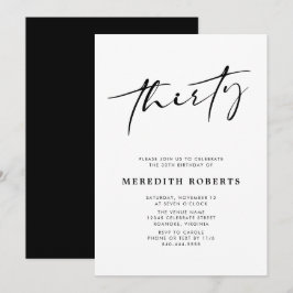 Invitación 30.ª Moda de cumpleaños Fiesta Minimalista de escr