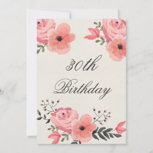 Invitación 30.ª Moda de cumpleaños Flores acuáticas