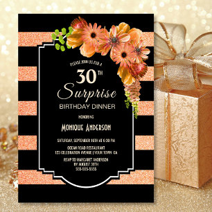 Invitación 30.ª Naranja de cumpleaños Fiesta de cena de sorpr