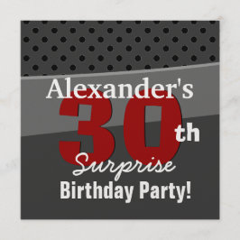 Invitación 30.ª sorpresa Carbón de cumpleaños y Red Moderno