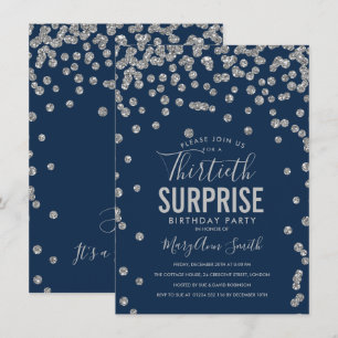 Invitación 30.ª Sorpresa Nacimiento Plata Marina Azul