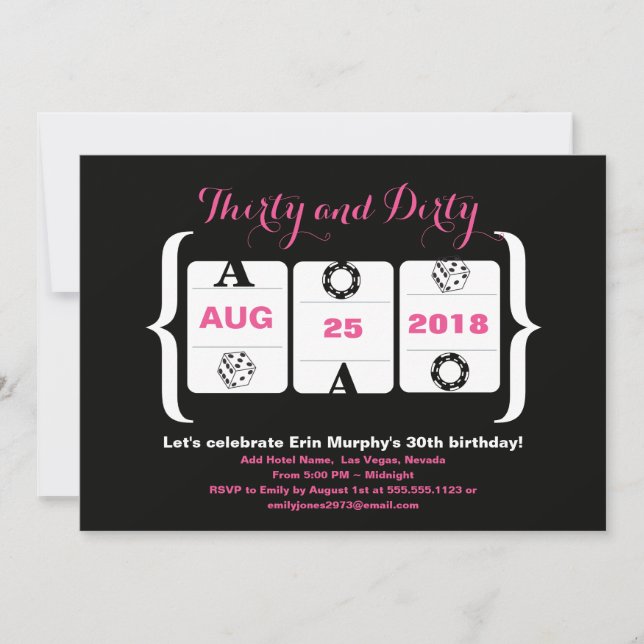 Invitación 30.ª tarta de cumpleaños de la máquina de dados y  (Anverso)