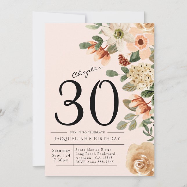Invitación 30.ª Vintage Floral (Anverso)