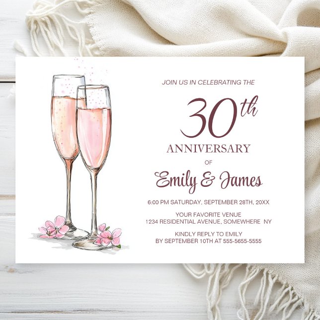 Invitación 30.º Aniversario Boda Champagne (Subido por el creador)