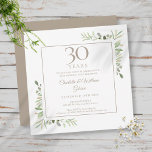 Invitación 30.º aniversario Boda Pearl Greenery Floral<br><div class="desc">Con delicadas hojas de acuarela,  esta invitación al aniversario de la moda puede ser personalizada con su información especial de celebración de 30 años,  con un fondo de perlas al revés. Diseñado por Thisisnotme©</div>