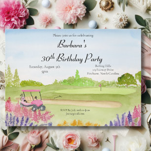 Invitación 30.º campo de golf Fiesta Pink Golf Cart