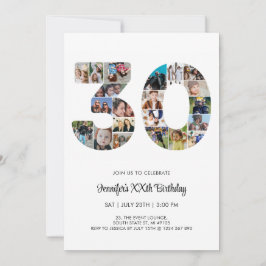 Invitación 30.º Collage de fotos de cumpleaños número 30 Pers