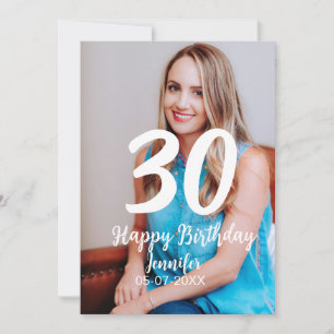 Invitación 30.º cumpleaños añadir nombre fecha año foto blanc