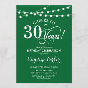 Invitación 30.º cumpleaños - Blanco verde