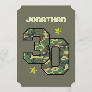 Invitación 30.º cumpleaños Camo Un año Nombre personalizado A
