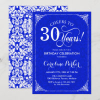 30.º cumpleaños - Damasco blanco azul real