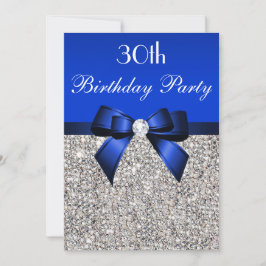 Invitación 30.º cumpleaños de las secuelas de plata Royal Blu