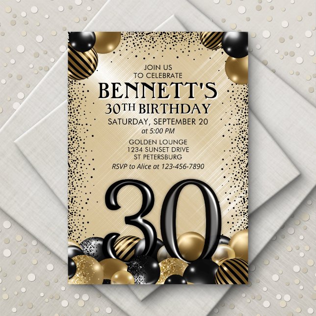 Invitación 30.º cumpleaños de oro negro (Subido por el creador)