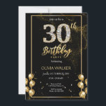 Invitación 30.º cumpleaños de oro y negro de diamantes<br><div class="desc">30.ª invitación de cumpleaños de oro y negro de diamantes, </div>