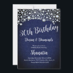 Invitación 30.º cumpleaños Denim Diamonds Gem Diamonds<br><div class="desc">Invitaciones de cumpleaños 30 con falsas joyas y patrón de denim</div>
