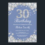 Invitación 30.º cumpleaños Diamante Azul y Plata<br><div class="desc">30.ª Invitación de cumpleaños. Diamante Diamante de imitación azul y plateado. Elegante invitación de Bash de cumpleaños. Cumpleaños de adultos. Cumpleaños de las mujeres. Cumpleaños de los hombres. Para una mayor personalización,  haga clic en el botón "Personalizar" y utilice nuestra herramienta de diseño para modificar esta plantilla.</div>