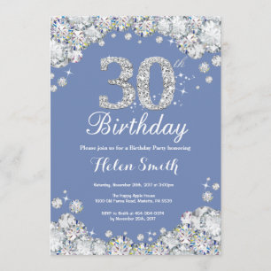 Invitación 30.º cumpleaños Diamante Azul y Plata