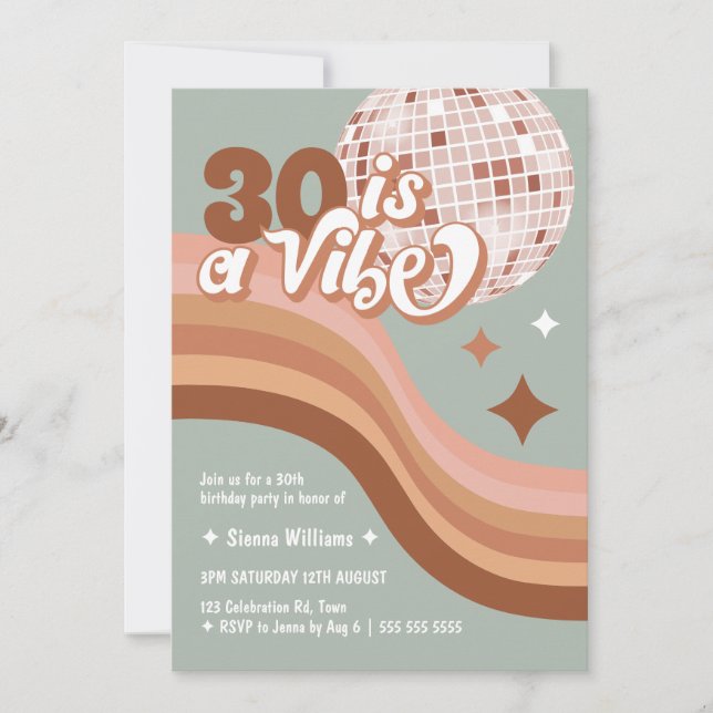 Invitación 30.º cumpleaños Disco Ball (Anverso)