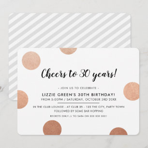 Invitación 30.º CUMPLEAÑOS FIESTA elegantes puntos de polka o