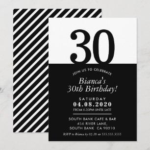 Invitación 30.º CUMPLEAÑOS FIESTA INVITAR negro moderno mínim
