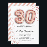 Invitación 30.º cumpleaños - Globos de oro Rosas<br><div class="desc">30.ª invitación a la fiesta de cumpleaños. Elegante diseño en falso oro rosa purpurina. Características de la tarjeta de invitación Número de oro subió 30 globos y tipo de letra del guión. Perfecto para una elegante celebración de cumpleaños. Mándame un mensaje si necesitas edad personalizado.</div>