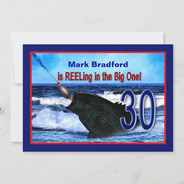 Invitación 30.º Cumpleaños - Invitación/ Pesca/Descanso (Anverso)